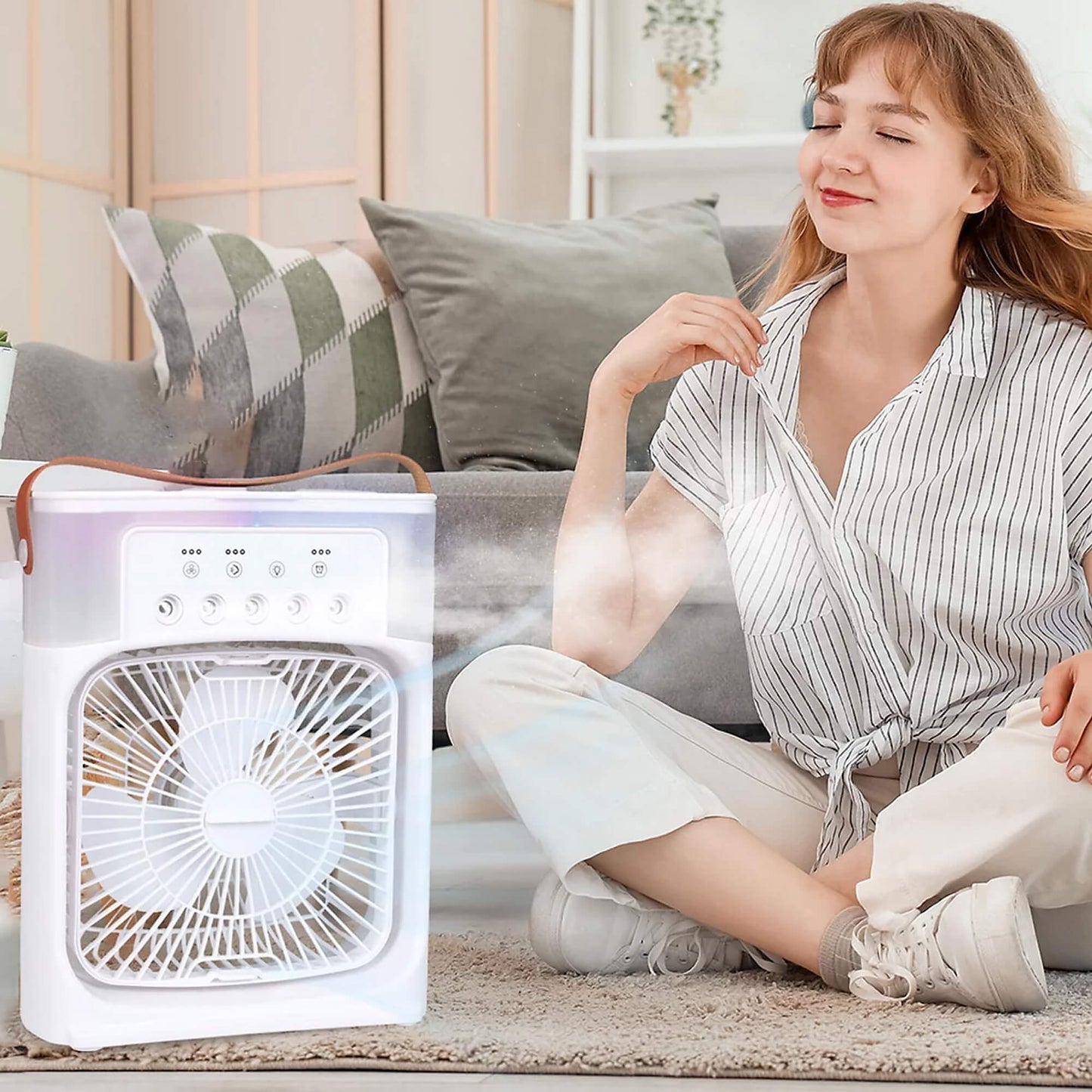 3-I-1 luftkøler og luftfugter | Bærbar, justerbare ventilatorhastigheder & ideel til soveværelser, kontorer & små rum