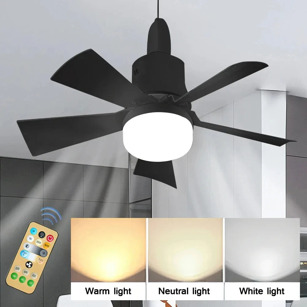 30W E27 loftventilator med lys og fjernbetjening - LED-dæmpningsfunktion, intelligent støjsvag ventilator til soveværelse og stue