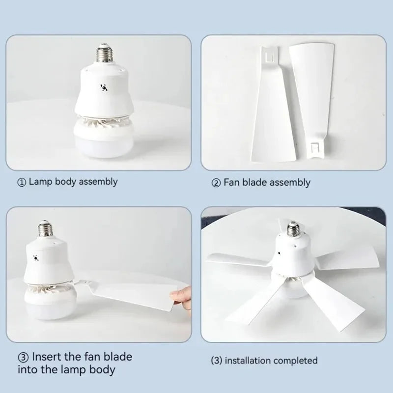30W E27 loftventilator med lys og fjernbetjening - LED-dæmpningsfunktion, intelligent støjsvag ventilator til soveværelse og stue