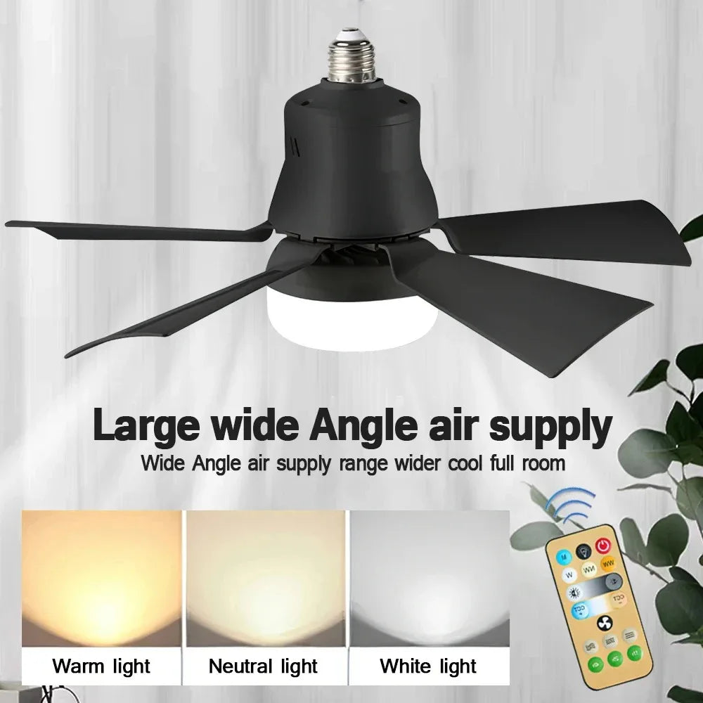 30W E27 loftventilator med lys og fjernbetjening - LED-dæmpningsfunktion, intelligent støjsvag ventilator til soveværelse og stue