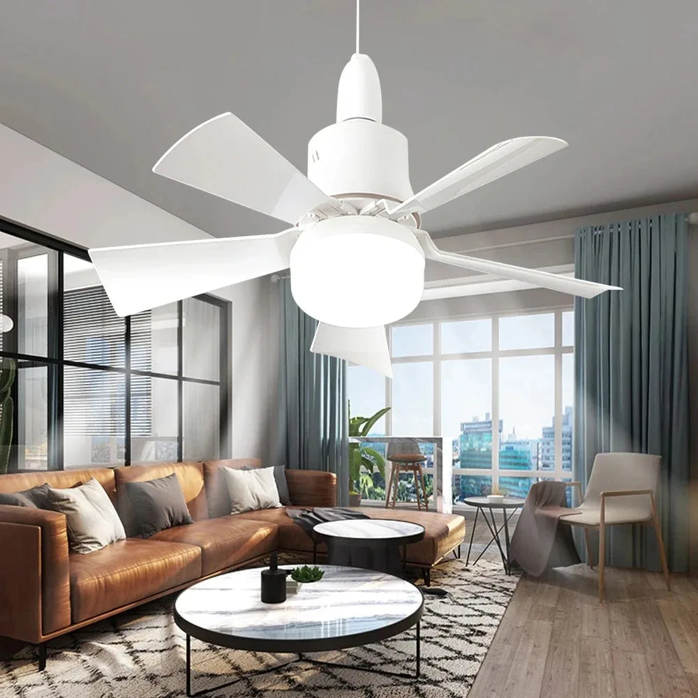 30W E27 loftventilator med lys og fjernbetjening - LED-dæmpningsfunktion, intelligent støjsvag ventilator til soveværelse og stue