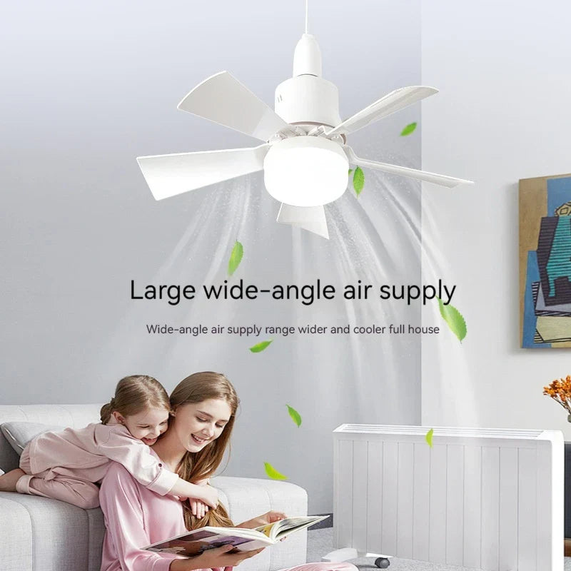 30W E27 loftventilator med lys og fjernbetjening - LED-dæmpningsfunktion, intelligent støjsvag ventilator til soveværelse og stue