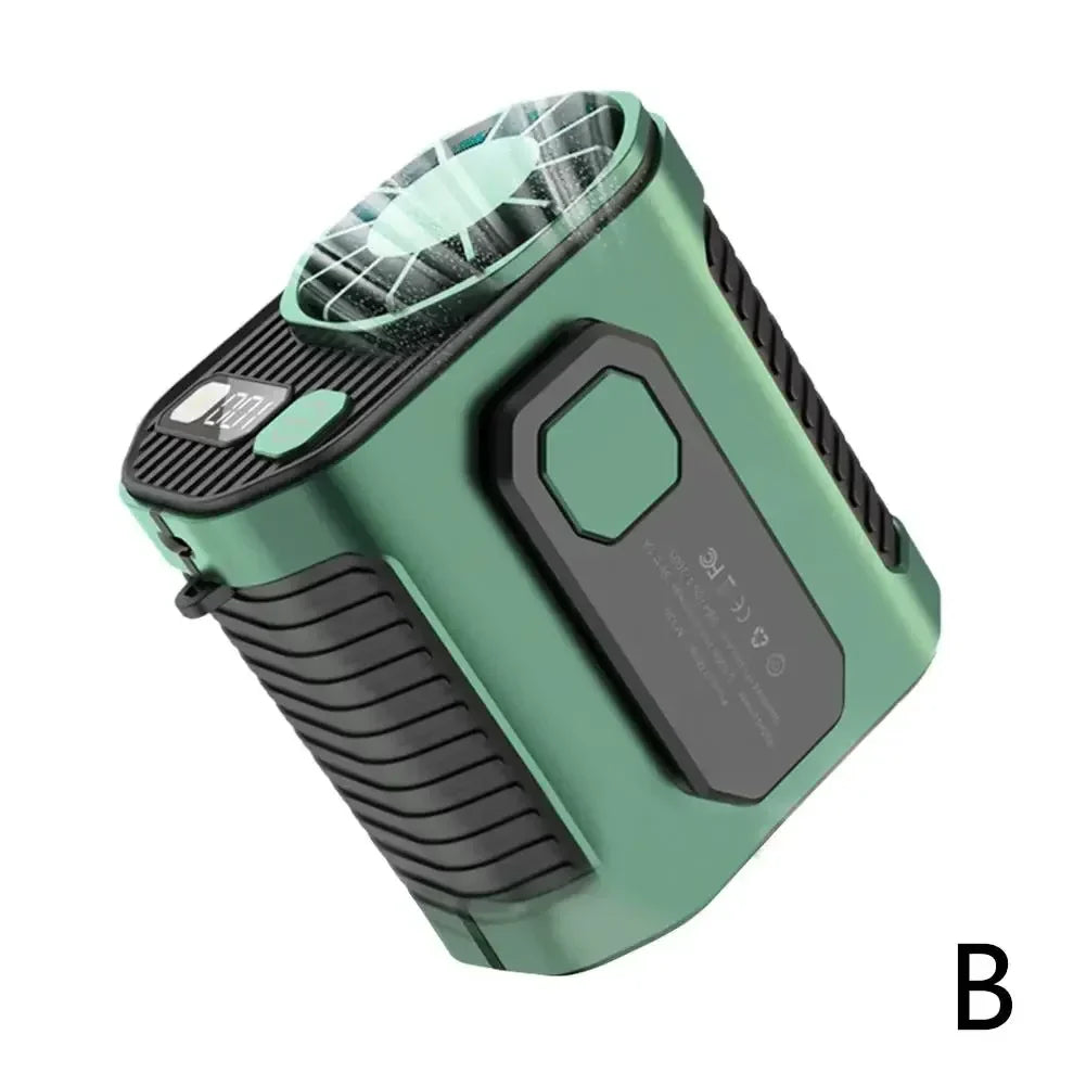 3600 MAh bærbar taljeventilator - kraftig vind, halsventilator med powerbank og LED-belysning til udendørs sport og arbejde