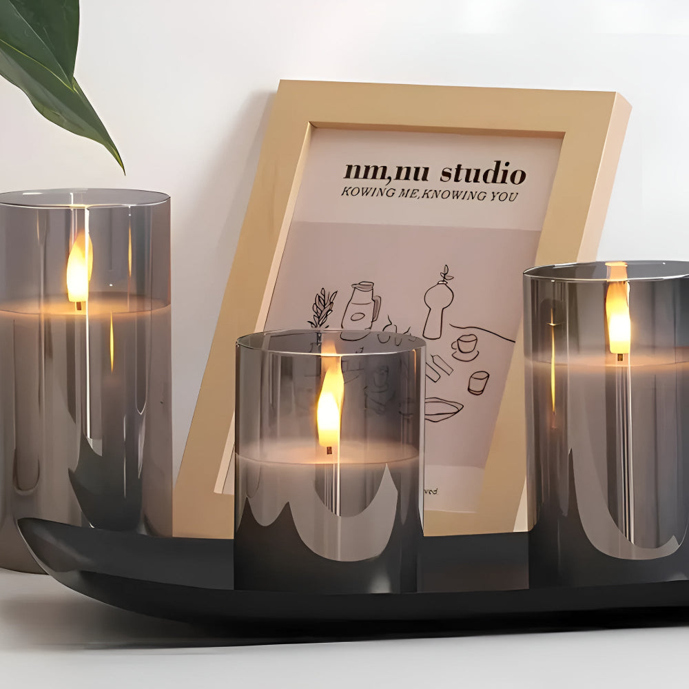 3D flammeløst lys | Sæt med 3 stk.