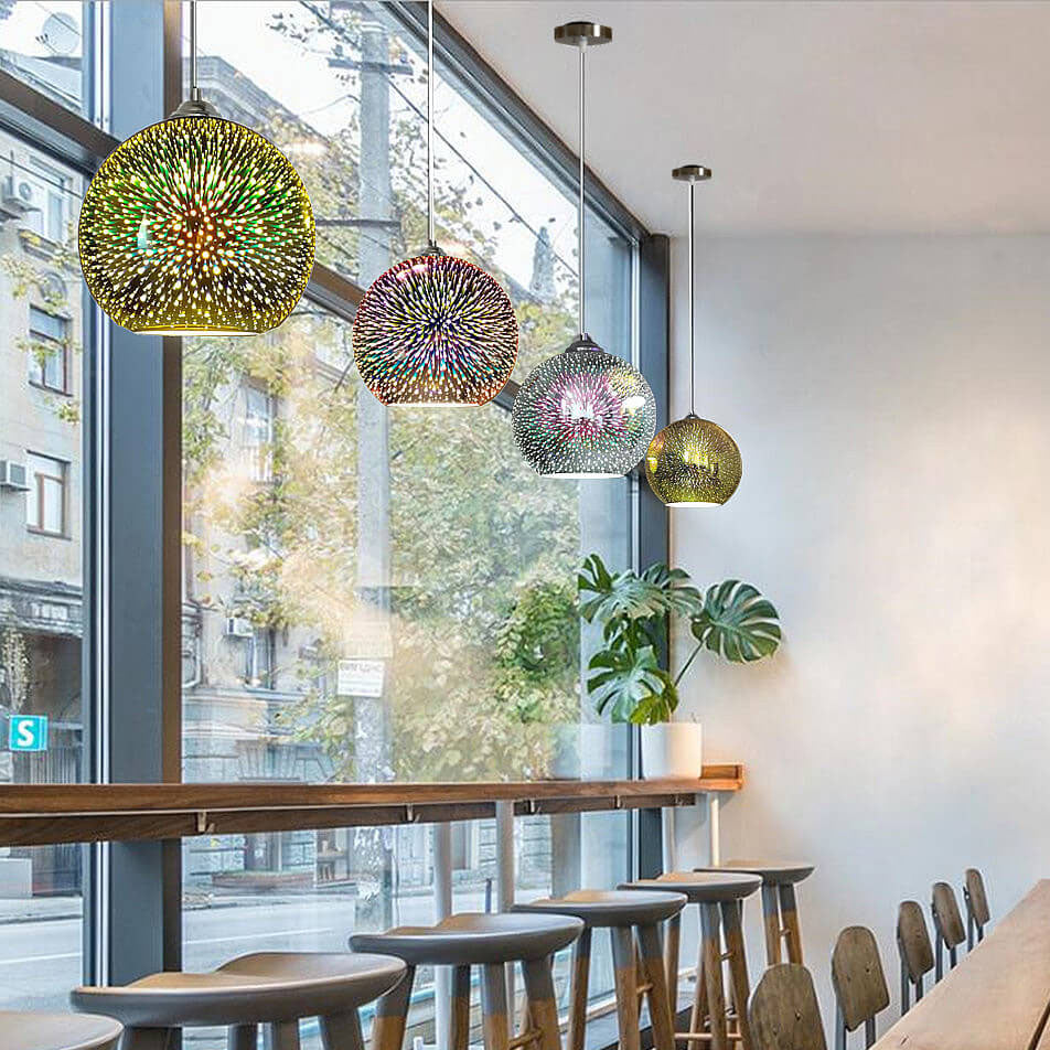 3D-fyrværkeri glaspendel | Kreativt farveglasdesign