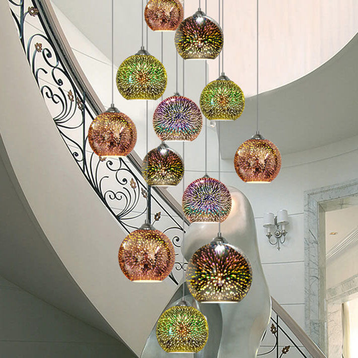 3D-fyrværkeri glaspendel | Kreativt farveglasdesign