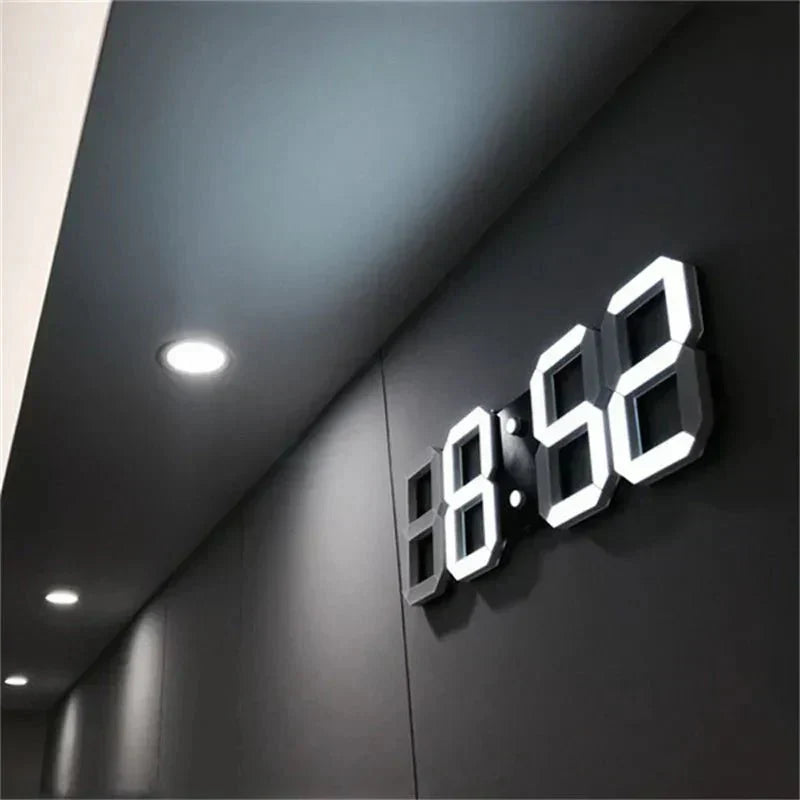 3D LED digitalt vægur - Moderne, dæmpbart lysdisplay
