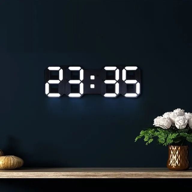 3D LED digitalt vægur - Moderne, dæmpbart lysdisplay