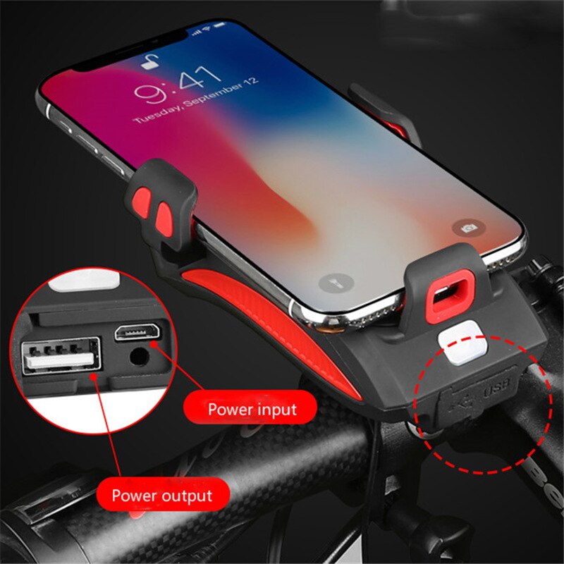 4-I-1 mobilholder, powerbank, lys og horn