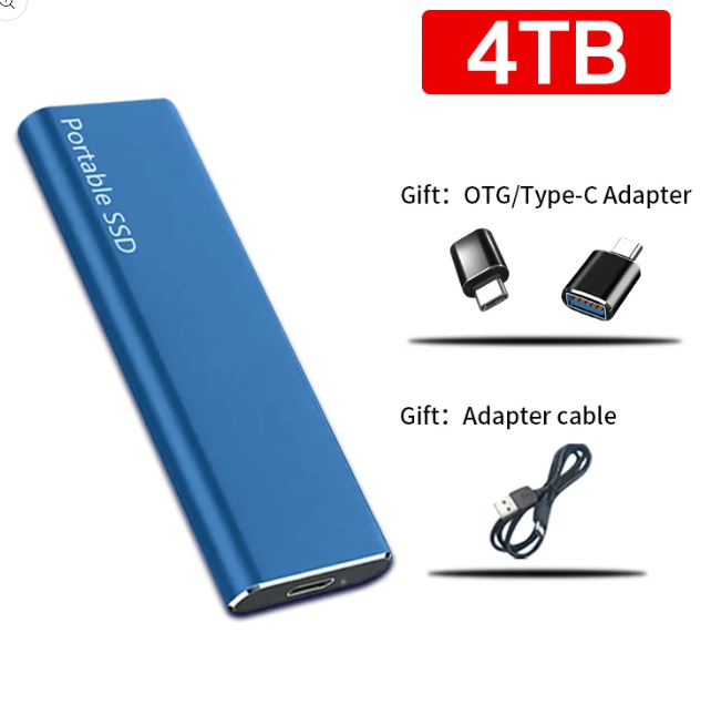 4TB USB-C bærbar ekstern harddisk til PC og Mac