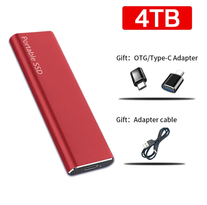 4TB USB-C bærbar ekstern harddisk til PC og Mac