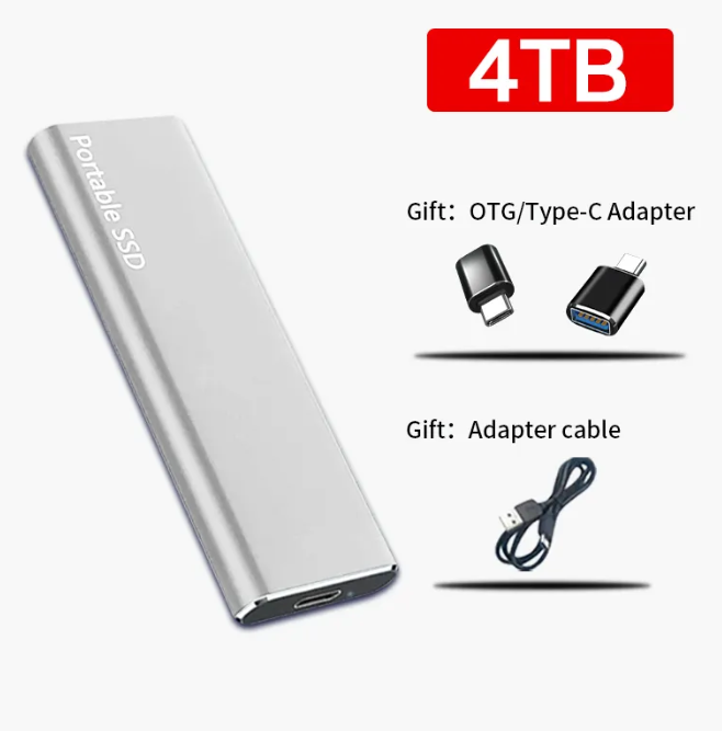 4TB USB-C bærbar ekstern harddisk til PC og Mac