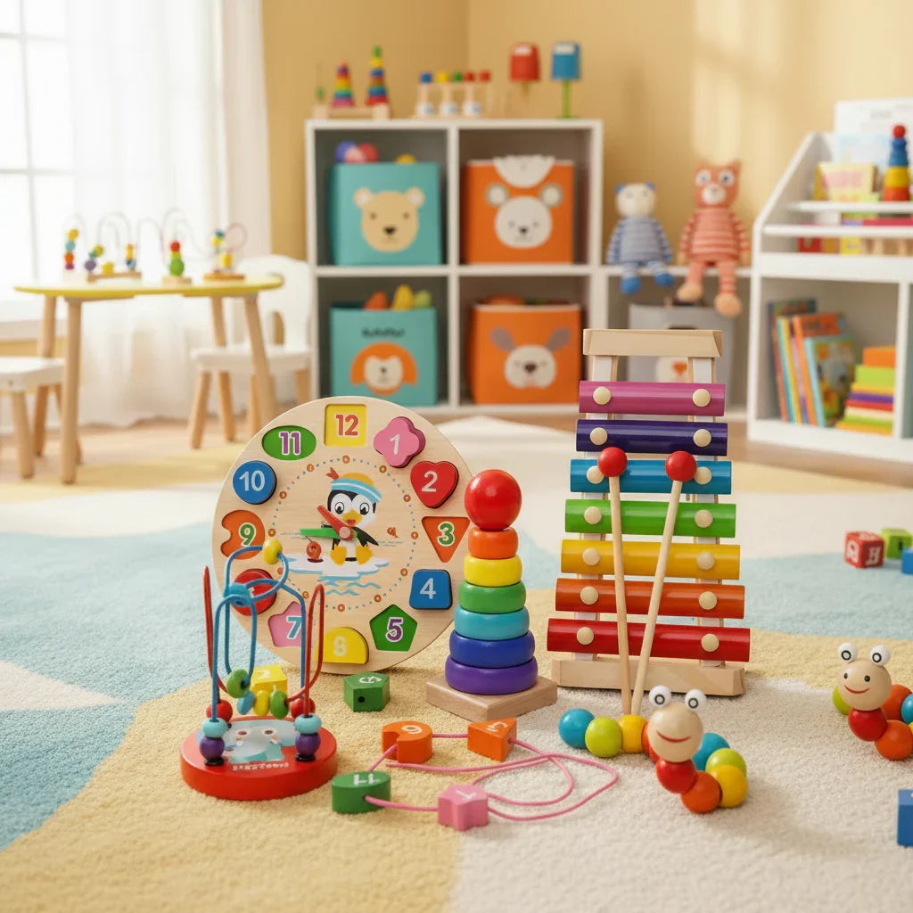 5-I-1 Montessori-aktivitetssæt i træ til babyer