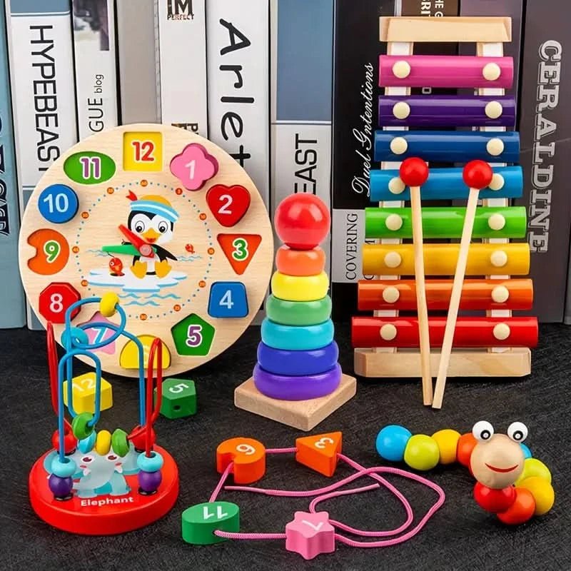 5-I-1 Montessori-aktivitetssæt i træ til babyer