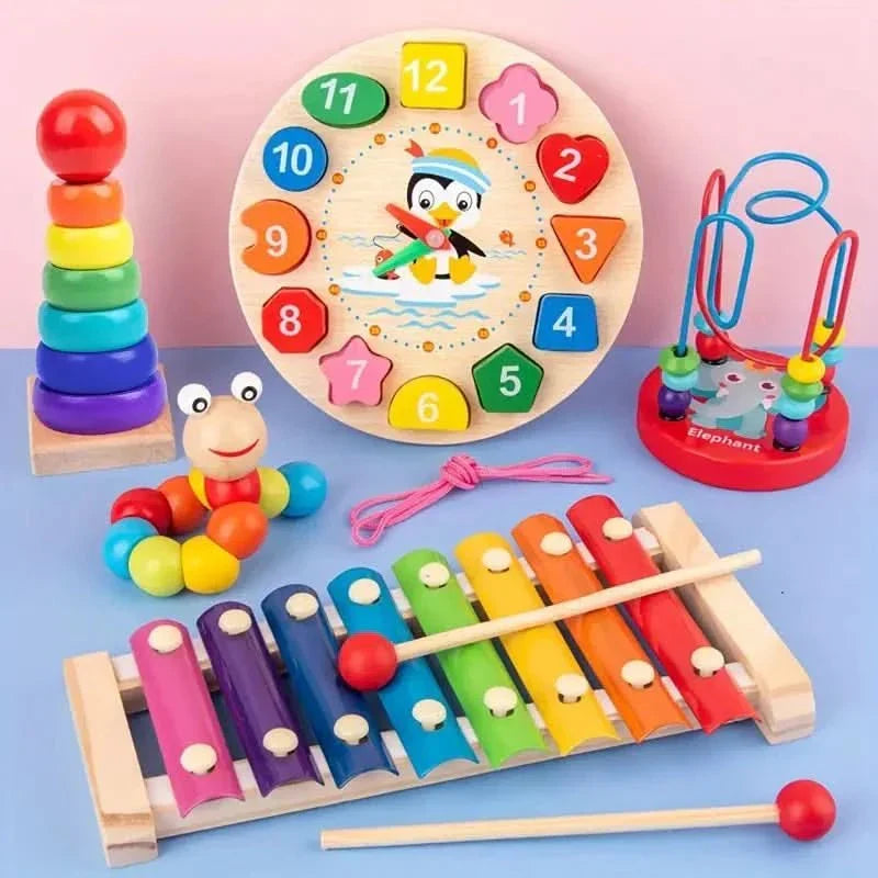 5-I-1 Montessori-aktivitetssæt i træ til babyer