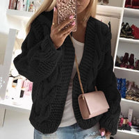 Åbenstående grovstrikket oversize cardigan til kvinder