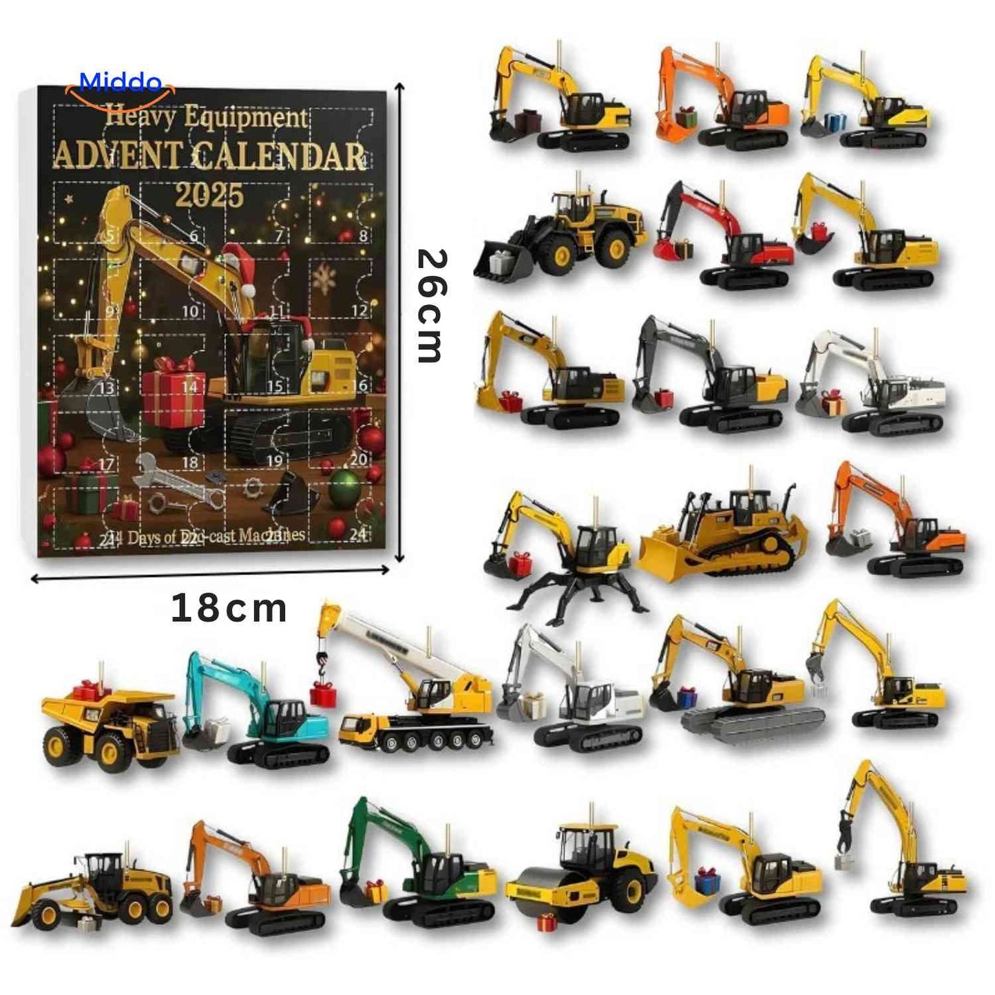 Adventskalender | Byggekøretøjer, 24 overraskelser og leg