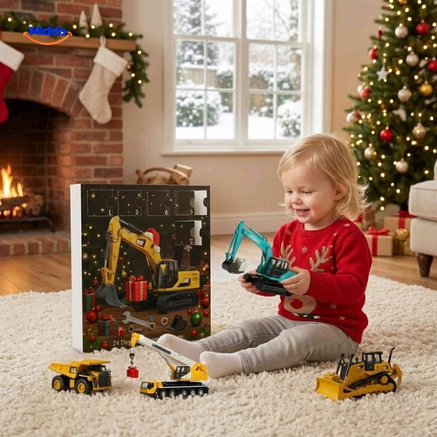 Adventskalender | Byggekøretøjer, 24 overraskelser og leg