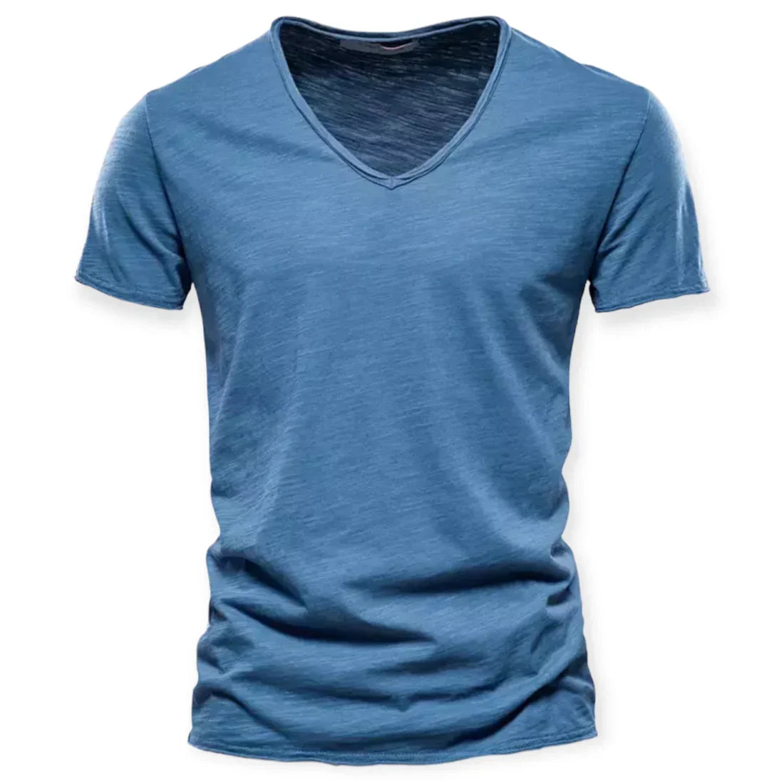 Afslappet distressed t-shirt med V-udskæring