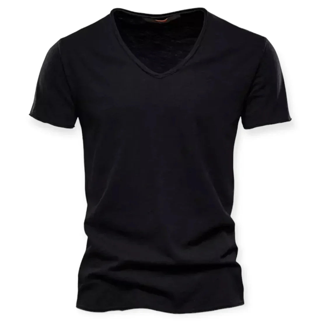 Afslappet distressed t-shirt med V-udskæring