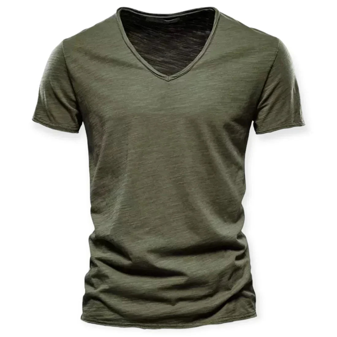 Afslappet distressed t-shirt med V-udskæring
