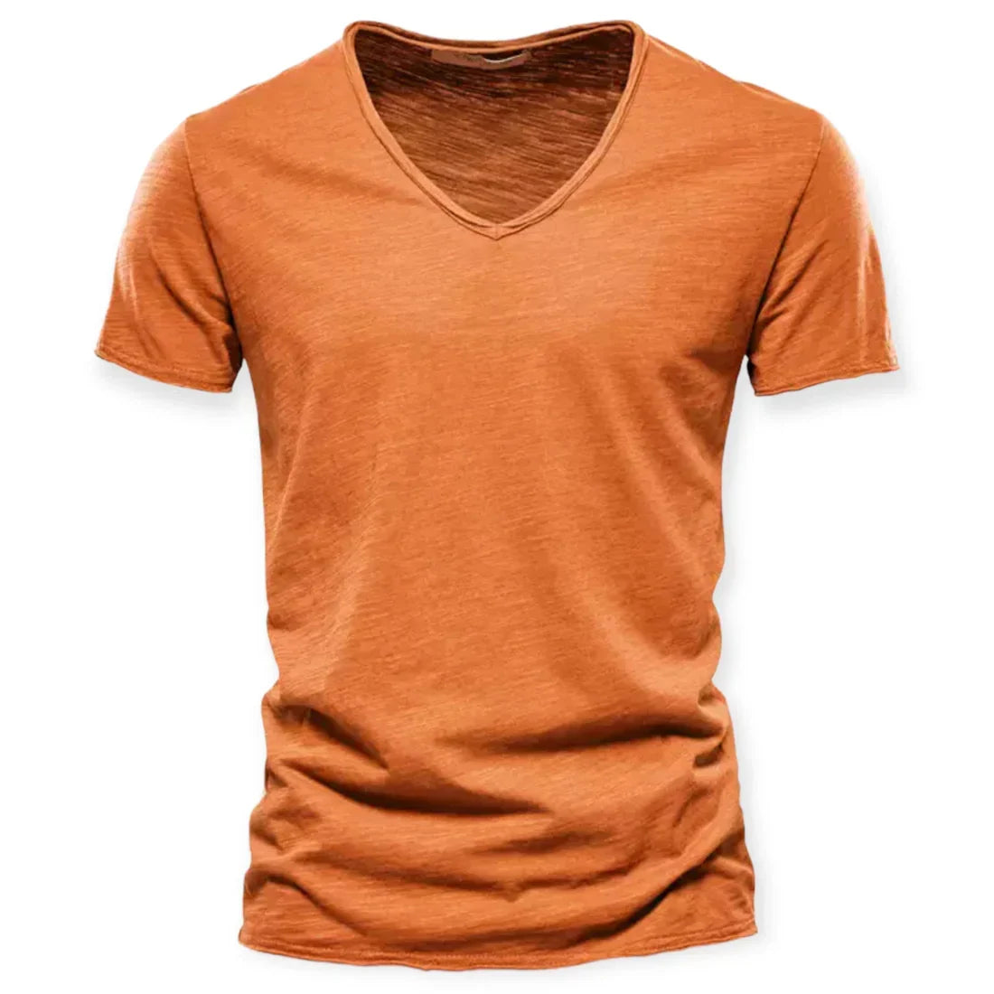 Afslappet distressed t-shirt med V-udskæring