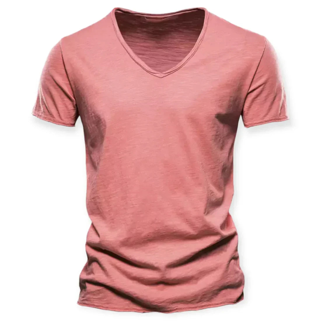 Afslappet distressed t-shirt med V-udskæring