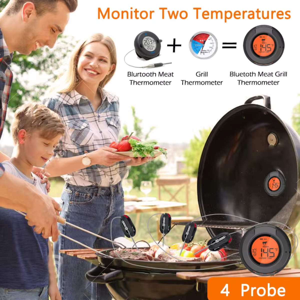 AI BBQ-temperaturtermometer + gratis mobilapp