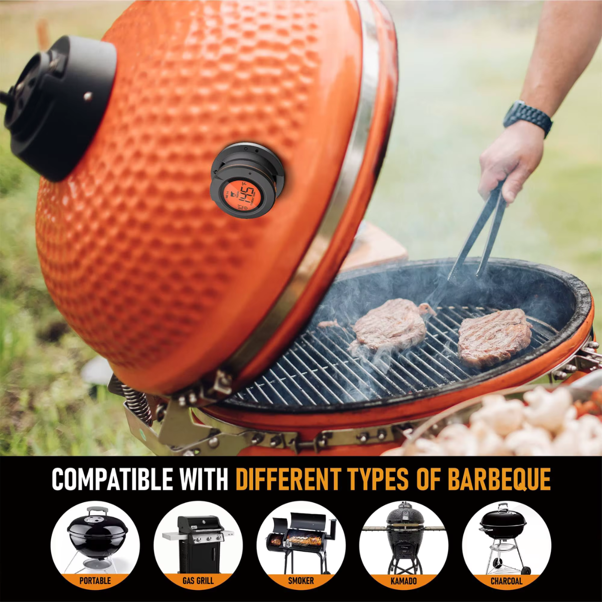 AI BBQ-temperaturtermometer + gratis mobilapp