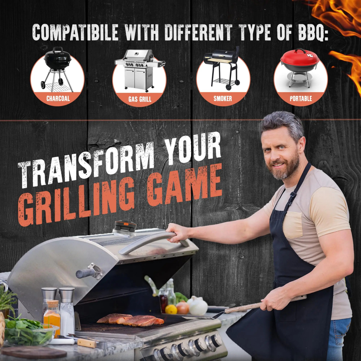 AI BBQ-temperaturtermometer + gratis mobilapp