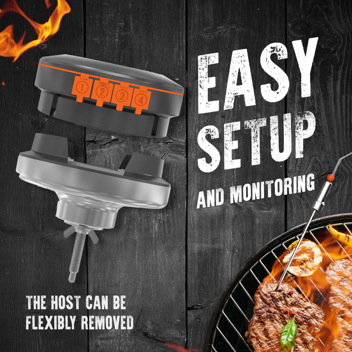 AI BBQ-temperaturtermometer + gratis mobilapp