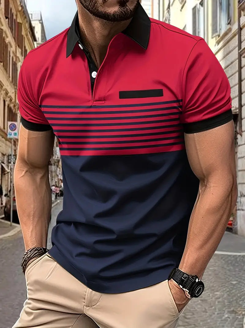 Åndbar stribet poloshirt