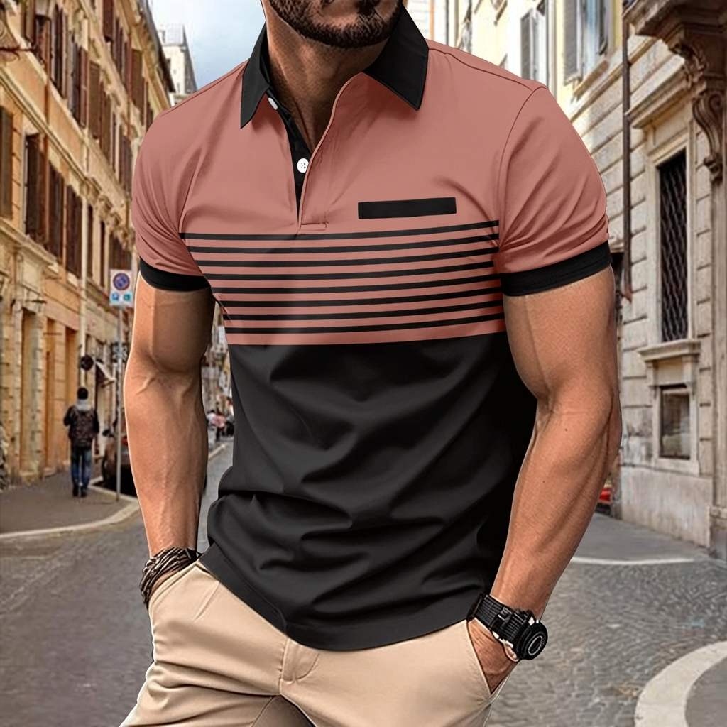 Åndbar stribet poloshirt