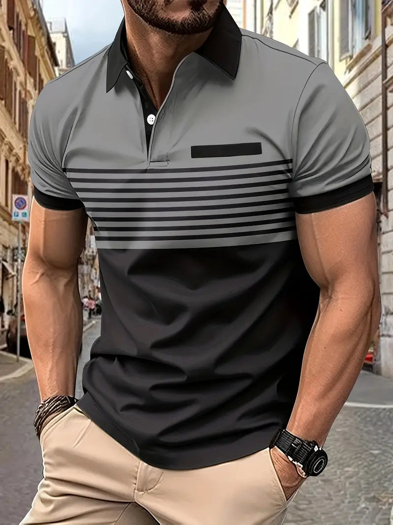 Åndbar stribet poloshirt