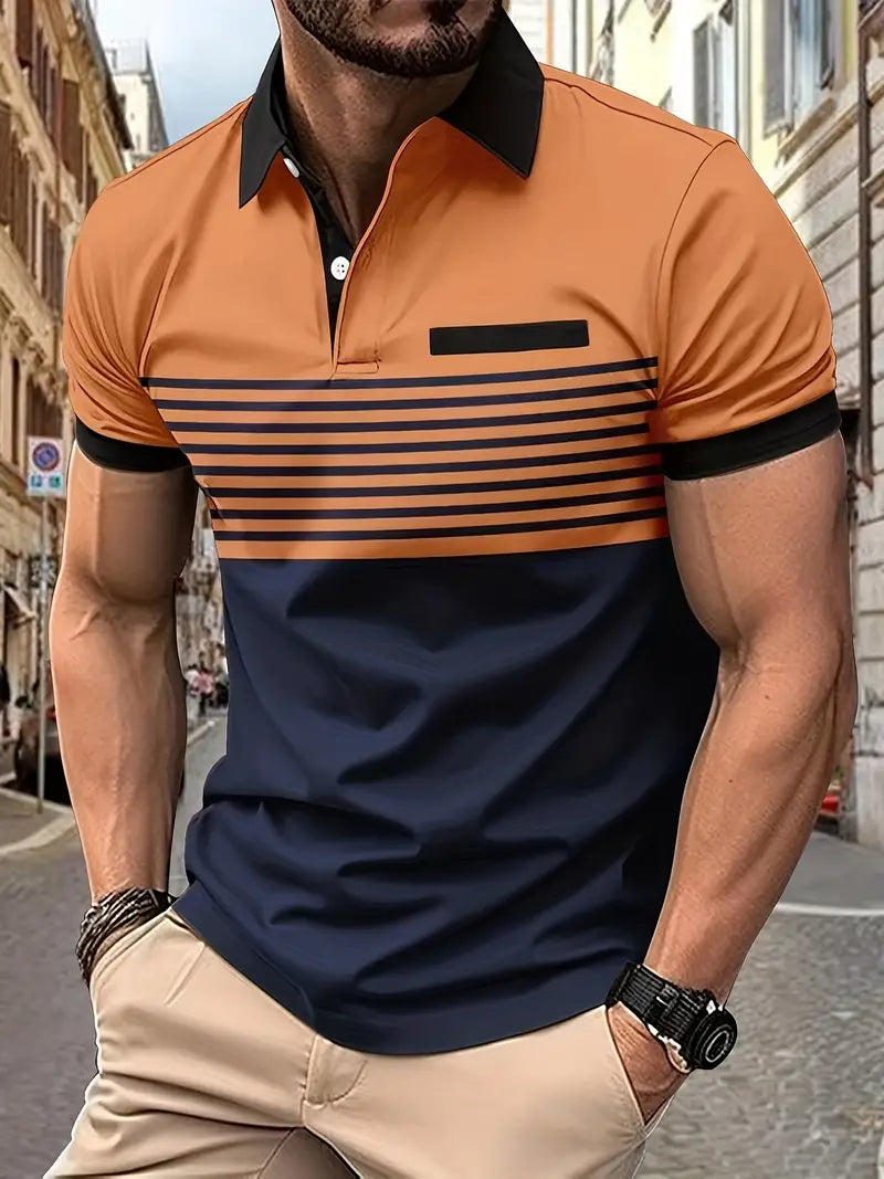 Åndbar stribet poloshirt
