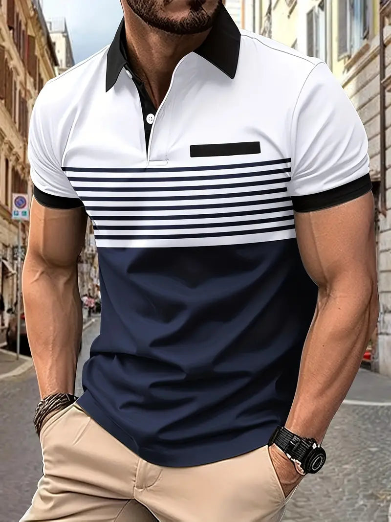 Åndbar stribet poloshirt