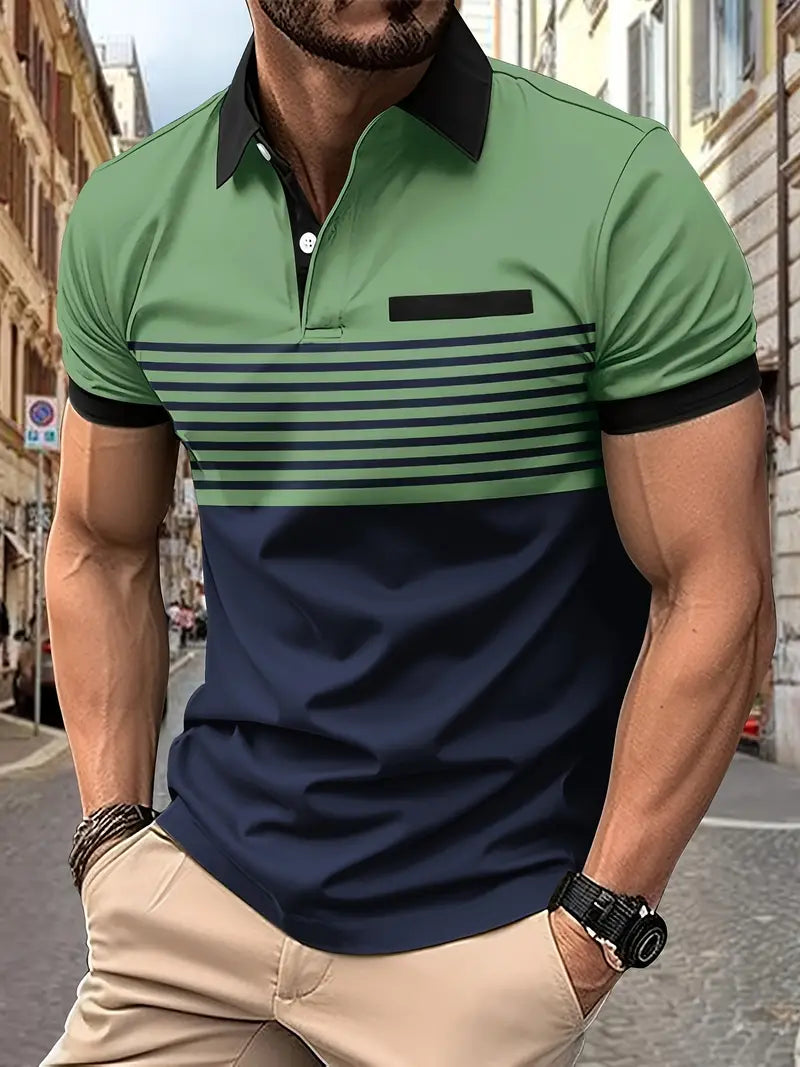 Åndbar stribet poloshirt