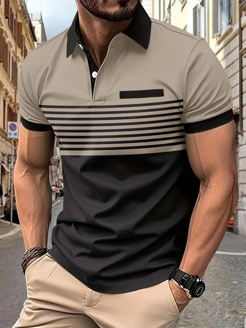 Åndbar stribet poloshirt