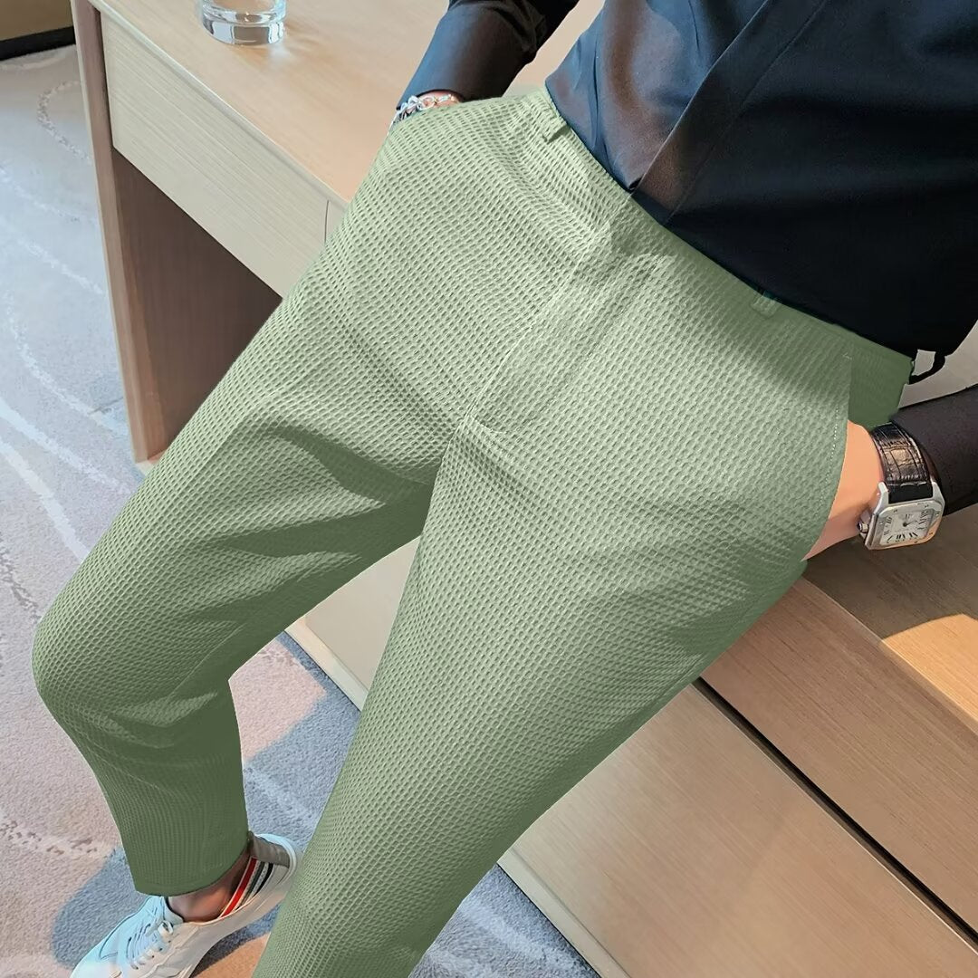 Ankelkorte herrebukser – Slim fit – Tekstureret stof – Moderne smart casual