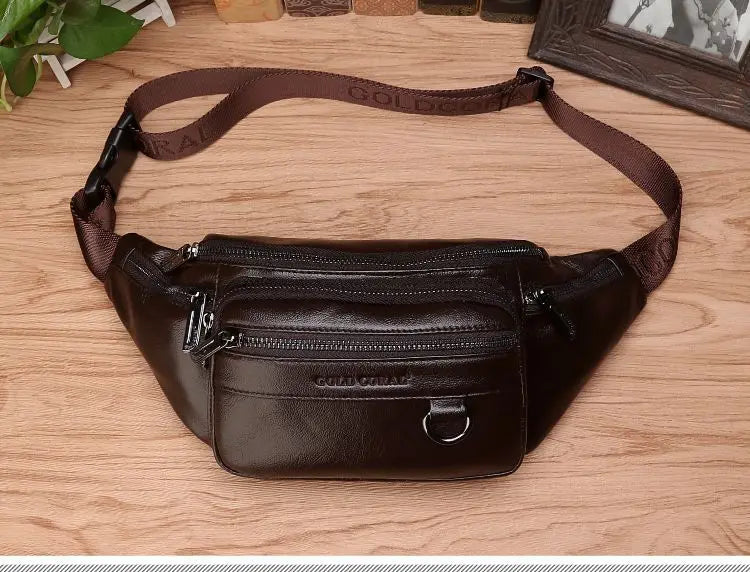 Bæltetaske i ægte okselæder til mænd – Rummelig mavetaske, bælte- og crossbody-rejsetaske