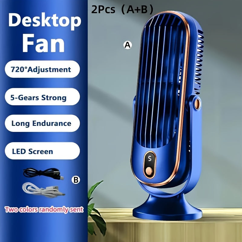 Bærbar airconditionventilator - stort batteri, dobbeltmotor, luftkøler med 5 hastigheder og 720° surround-luftblæser - ideel til kontor, camping, udendørs autocamper, USB-ventilator - gave til thanksgiving, halloween og jul