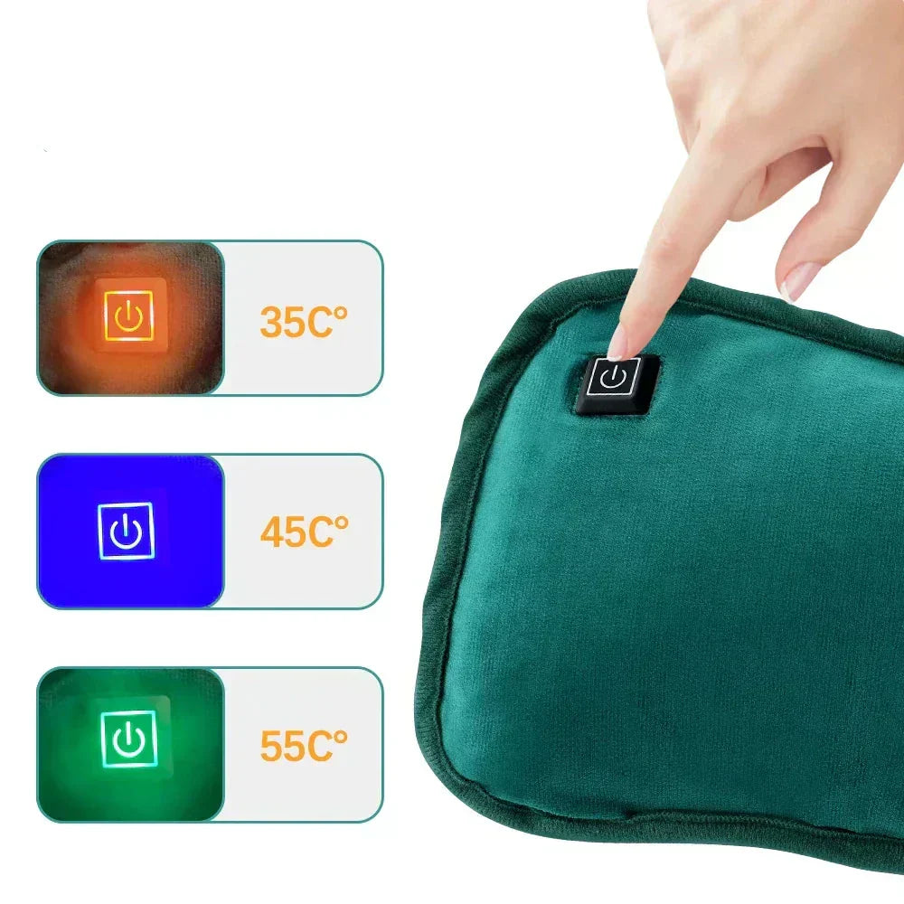 Bærbar grafenvarmepude | USB-genopladelig | 3 temperaturniveauer | Ergonomisk hånd- og mavevarmer | Med intelligent automatisk slukning
