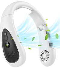 Bærbar nakkeventilator, håndfri og rotorløs ventilator, sammenklappelig lille personlig ventilator med 360° kølende luftstrøm, 3 hastighedsindstillinger, støjsvag, 4000 mAh USB-genopladeligt batteri, sætter sig ikke fast i håret