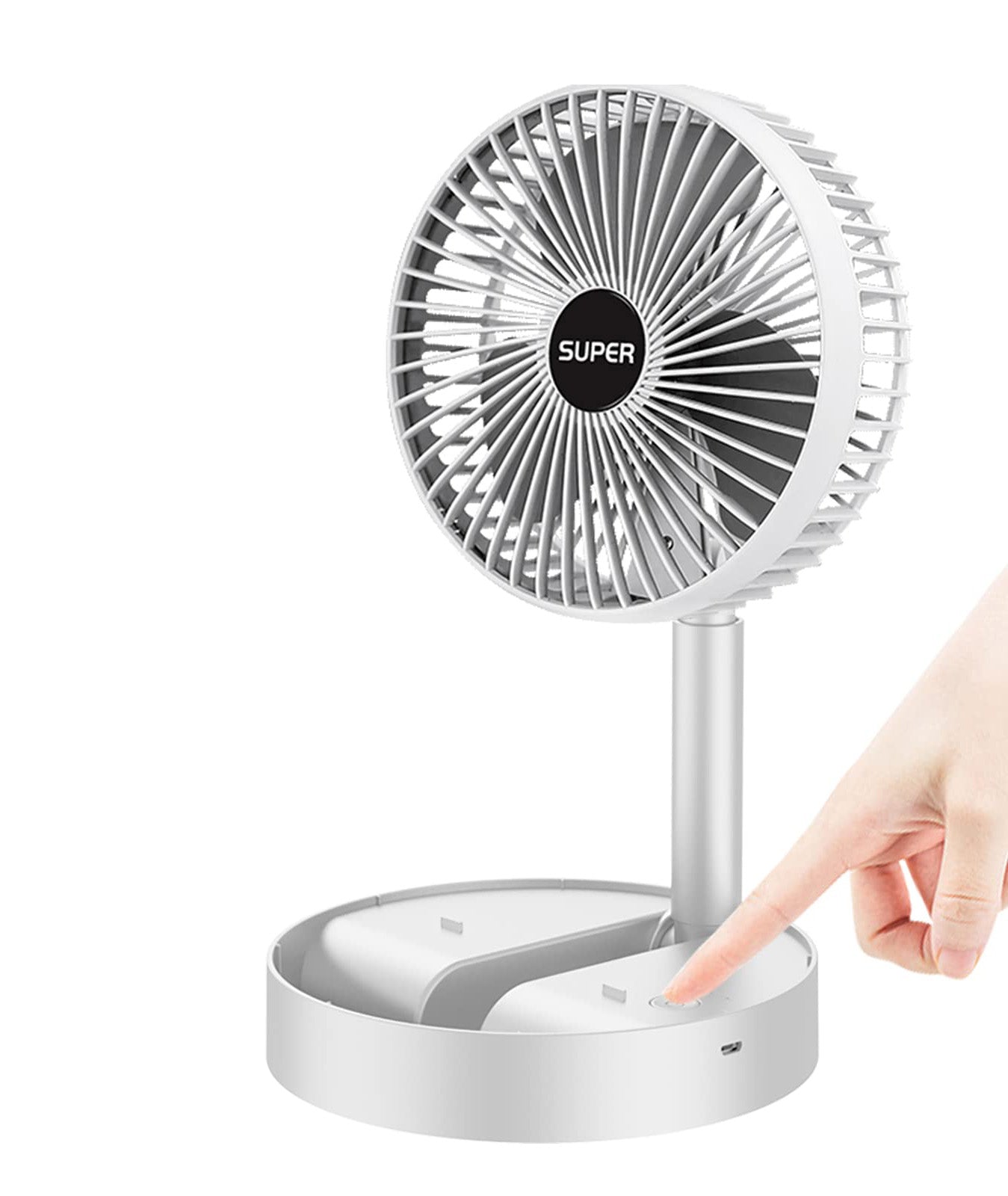 Bærbar og genopladelig ventilator med 3 hastigheder