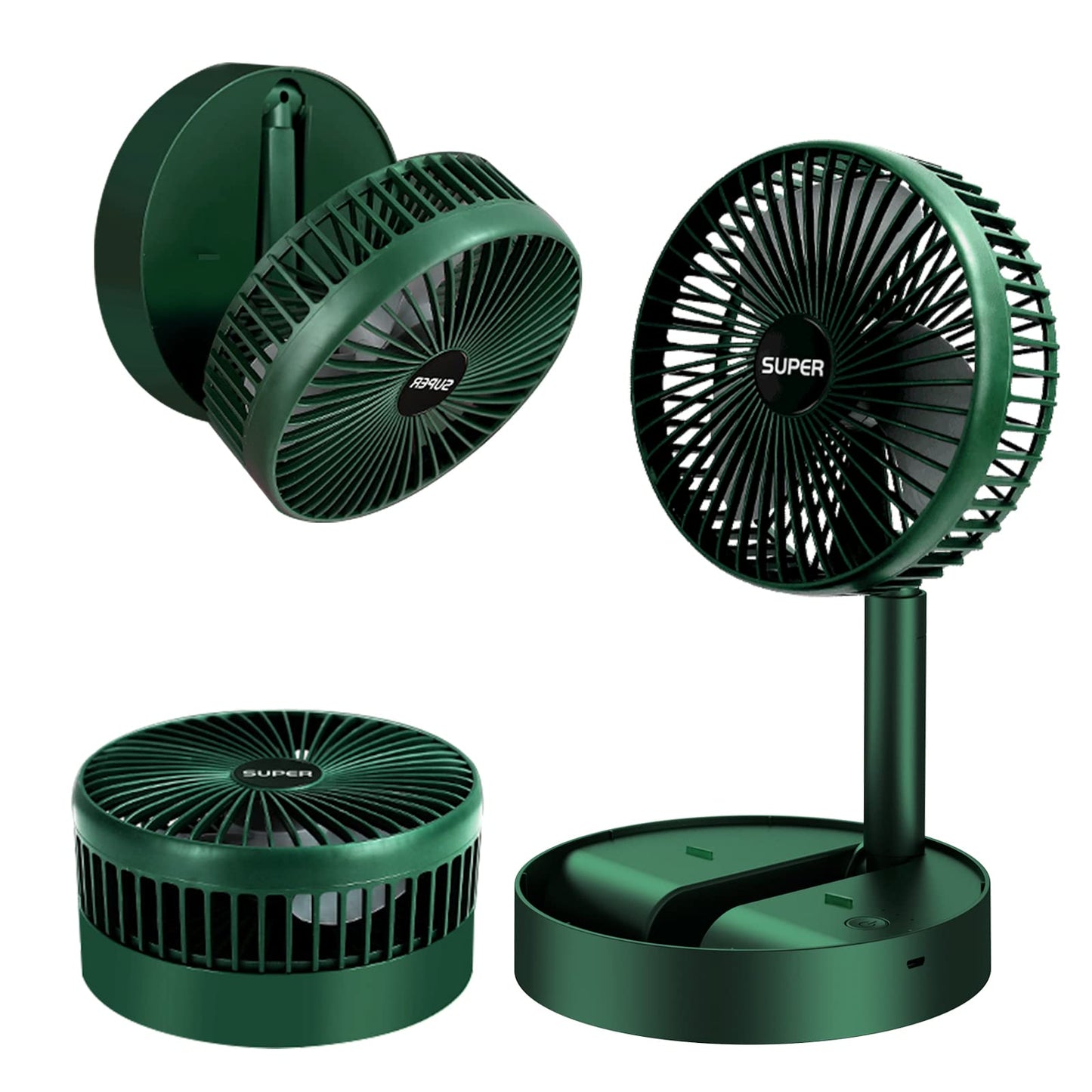 Bærbar og genopladelig ventilator med 3 hastigheder