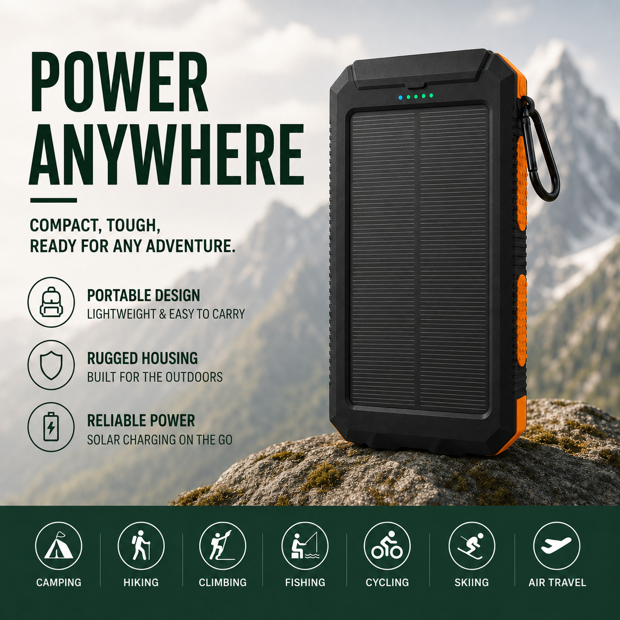 Bærbar powerbank 10.000 mAh