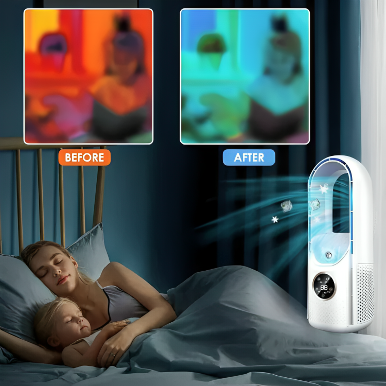 Bærbar, støjsvag luftkøler og bladeløs ventilator