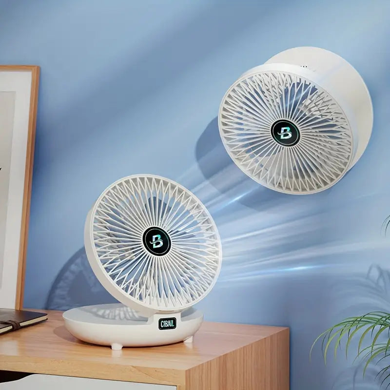 Bærbar vægventilator | Multifunktionel, USB-genopladelig og hviskestille til hjemmet, kontoret og udendørs brug