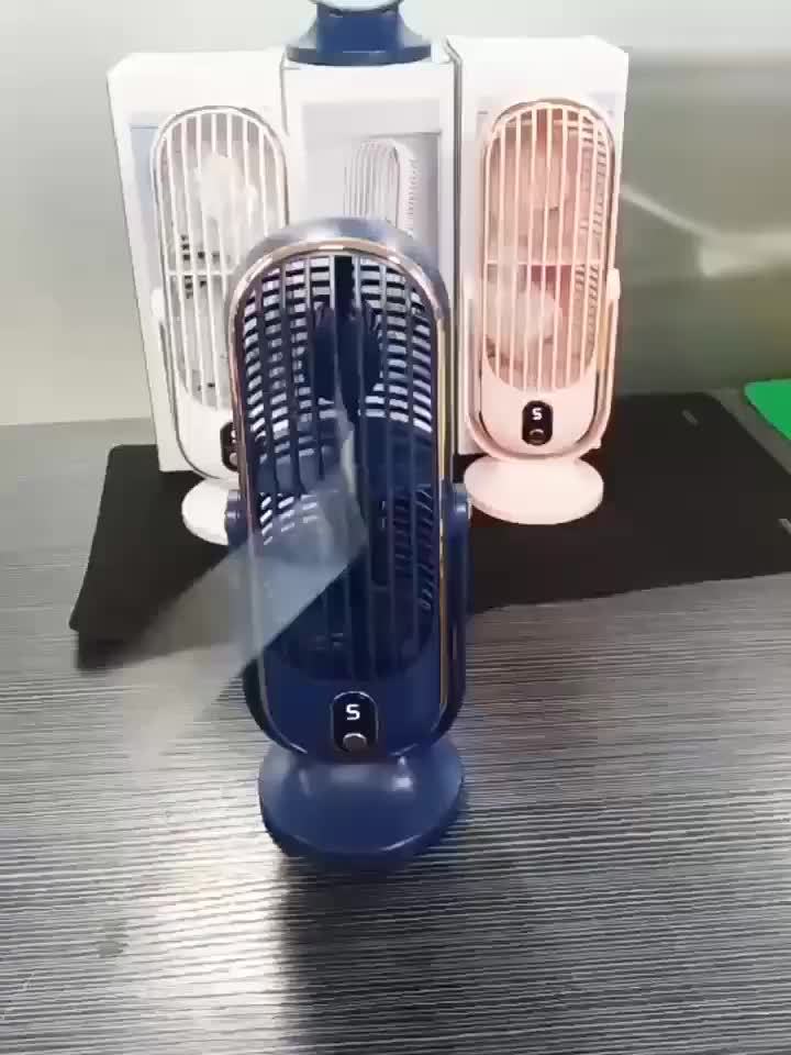 Bærbar ventilator med dobbeltmotor og 720° rotation