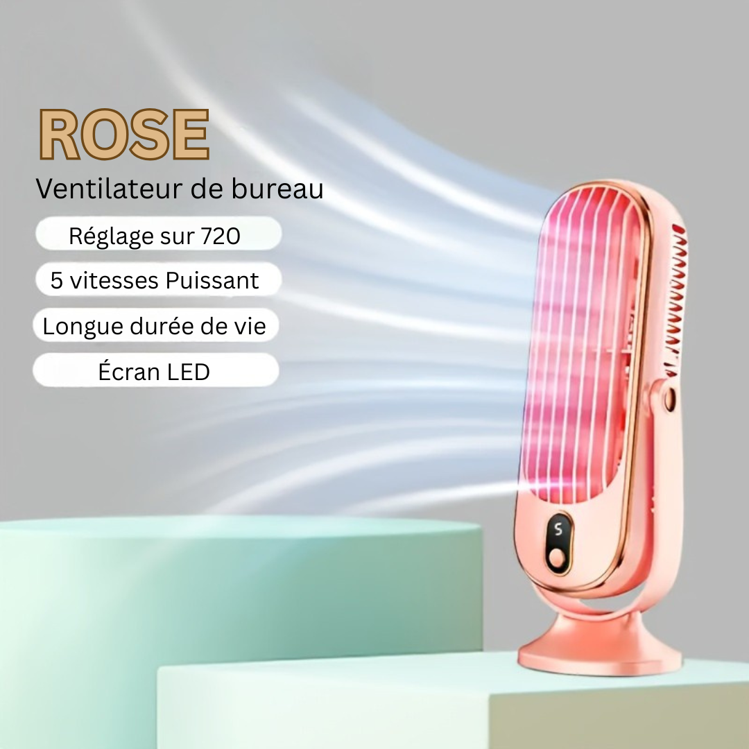 Bærbar ventilator med dobbeltmotor og 720° rotation